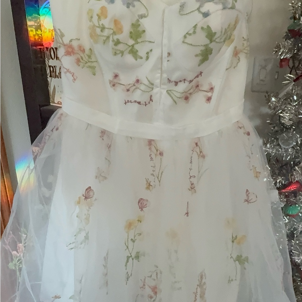 Elegant Floral juniors Dress with Embroidery